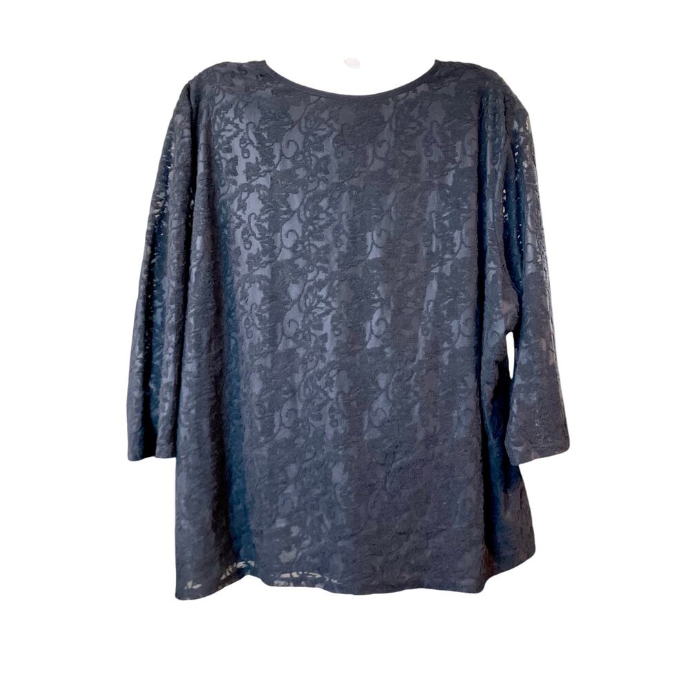 Denim & Co. Women's Black Lace Long Sleeve Shirt SZ 3X NWT - Picture 2 of 11